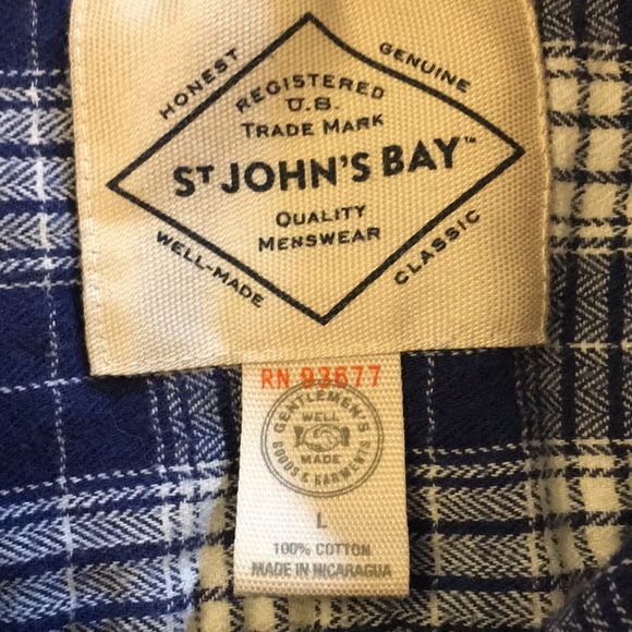 St John s Bay flannel shirt blue&white size L - Picture 3 of 4